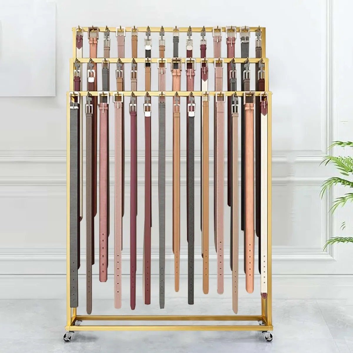 Percha de cinturón montada en el suelo, soporte de exhibición de bufandas, corbatas de doble cara, chales, estante para bolsos, percha de metal para venta minorista, organizador de armario para homb