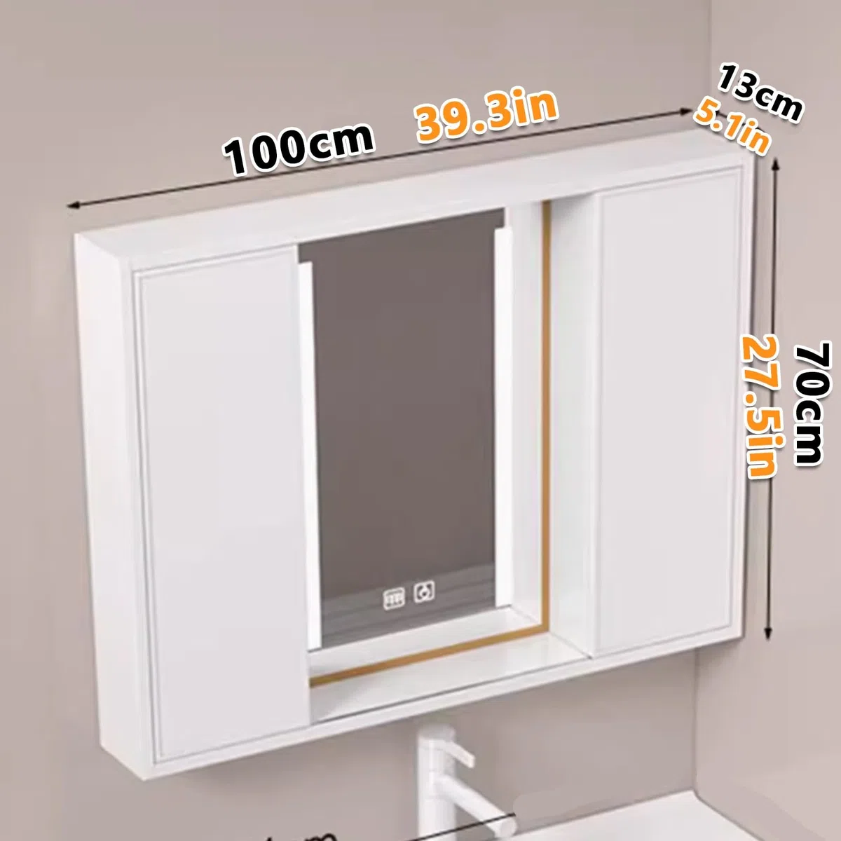 LED Espejo con Almacenaje De Maquillaje,Armario BaÃo Pared Estrecho con Interruptor Táctil,Espejo De Tocador De Baño con Luces Y Almacenamiento,Espejo De Botiquín