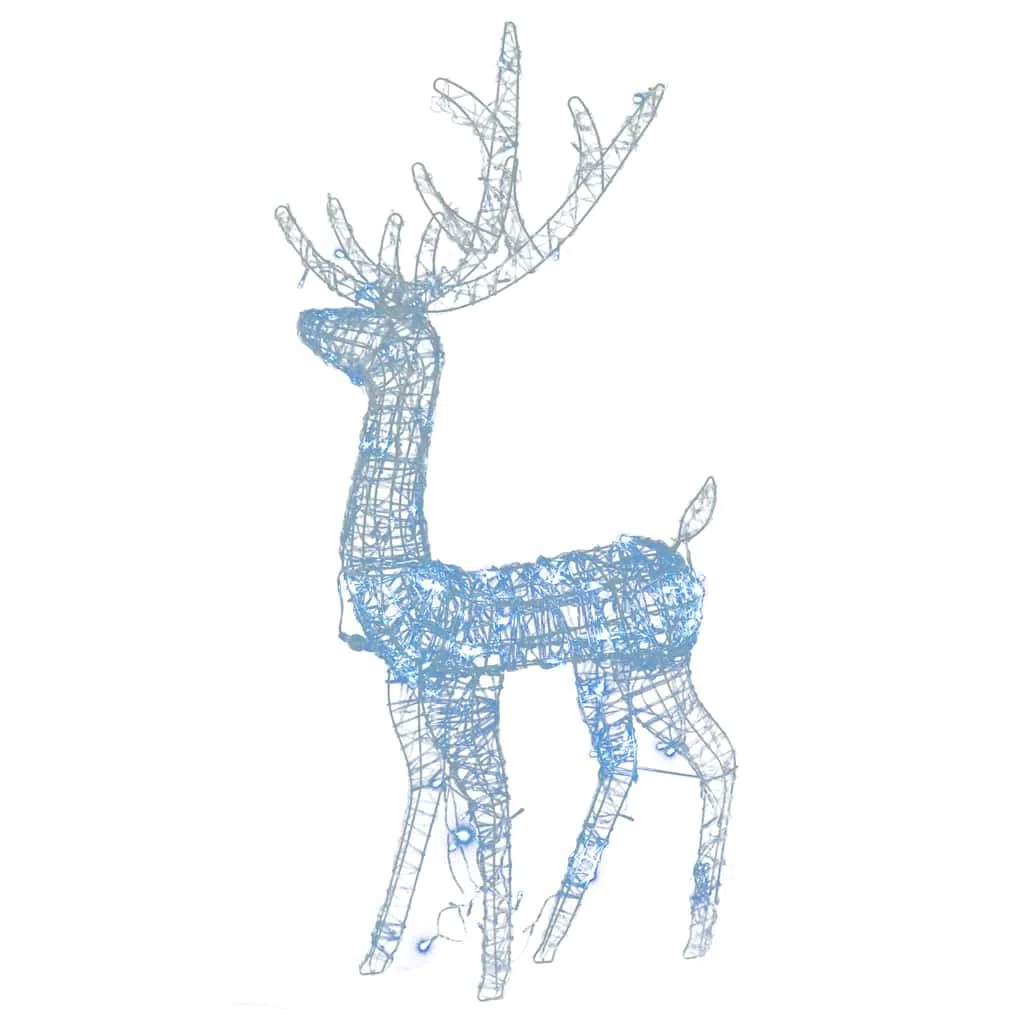 Juego de 3 luces LED de reno acrílico, decoración para Navidad, 120 cm de altura, blanco frío, 8 modos de luz, adecuado para interiores y exteriores