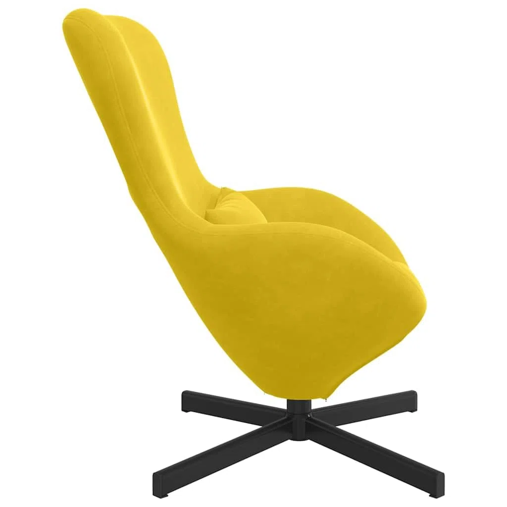 Sillón giratorio moderno terciopelo amarillo 63 x 73 x 90 cm con marco de metal ideal como silla de lectura, salón, dormitorio, sillón acolchado cómodo