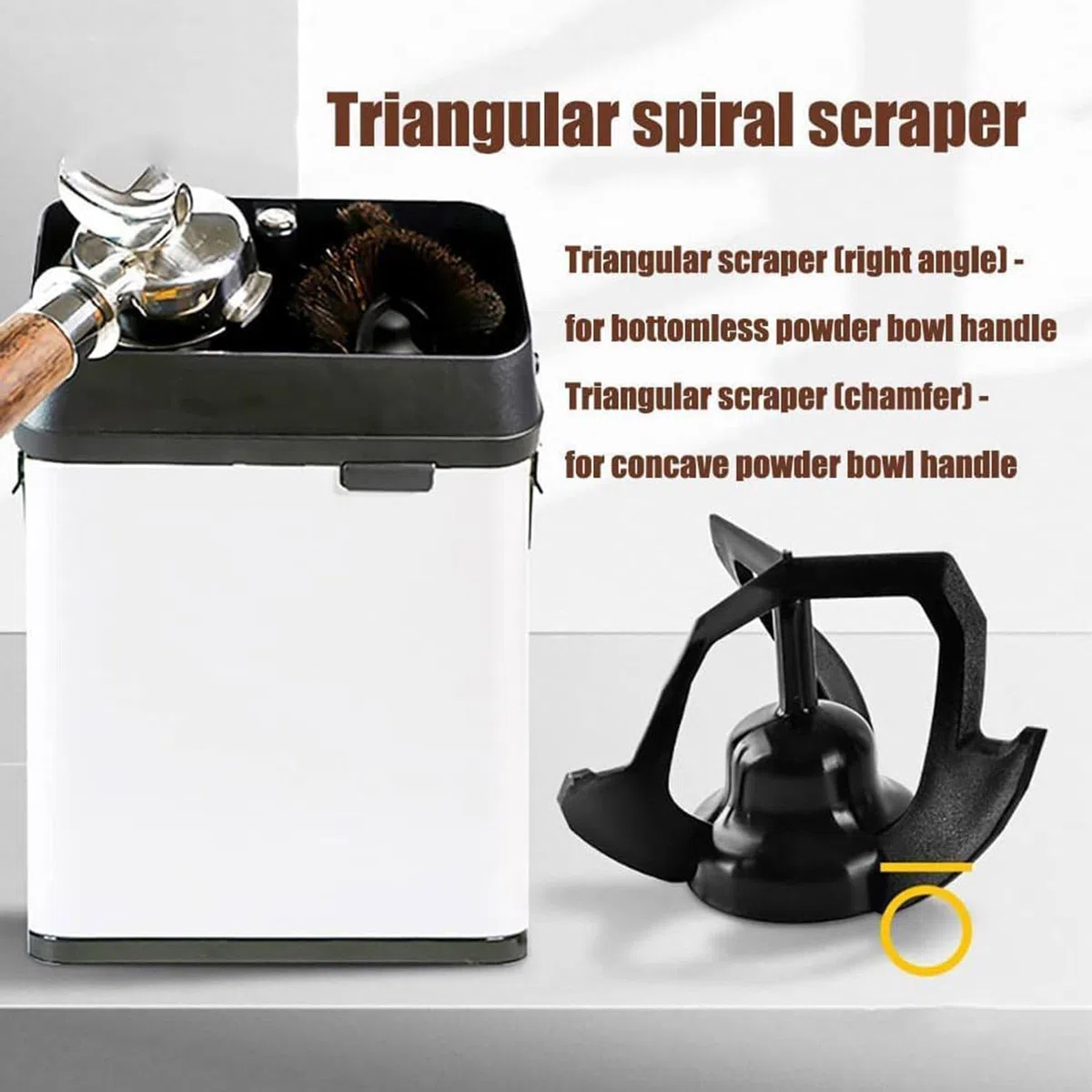 Máquina de limpieza automática de portafiltro, limpiador eléctrico de portafiltros de 150 W con 2 raspadores y 1 cepillo, herramienta de limpieza de café desmontable