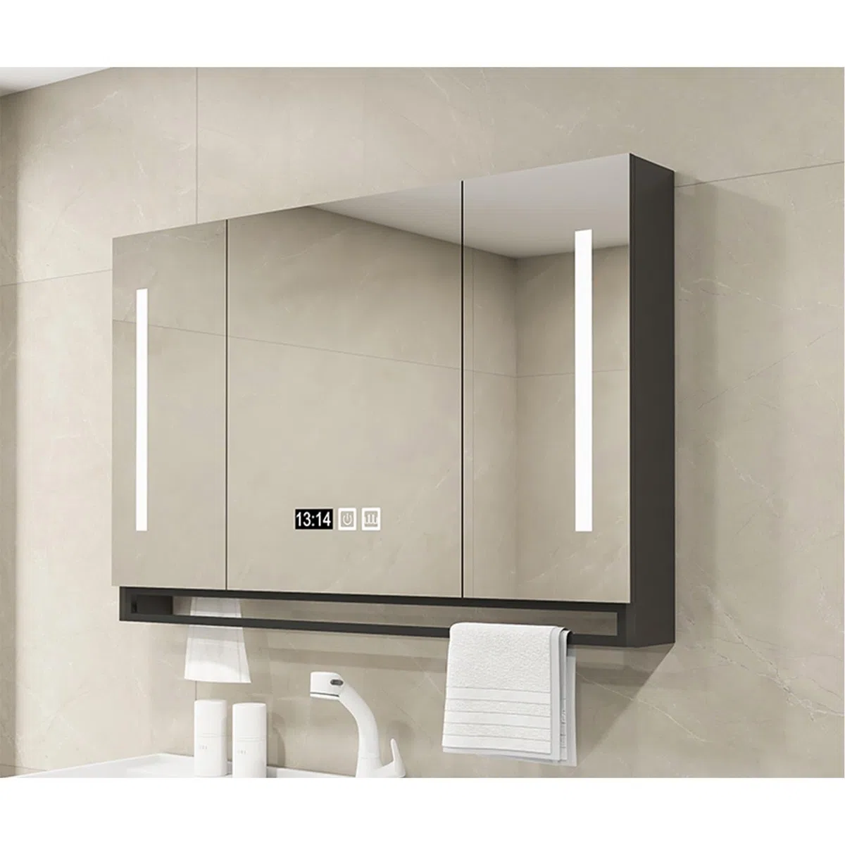 Ararmario BaÃño Pared con Espejo,Armario Baño Pared con Espejo Y Luz,Armario Espejo Baño con Luz,Espejo Baño con Luz Armario De Baño con Espejo Y Luz,Armario Baño con Espejo(Black,80cm)