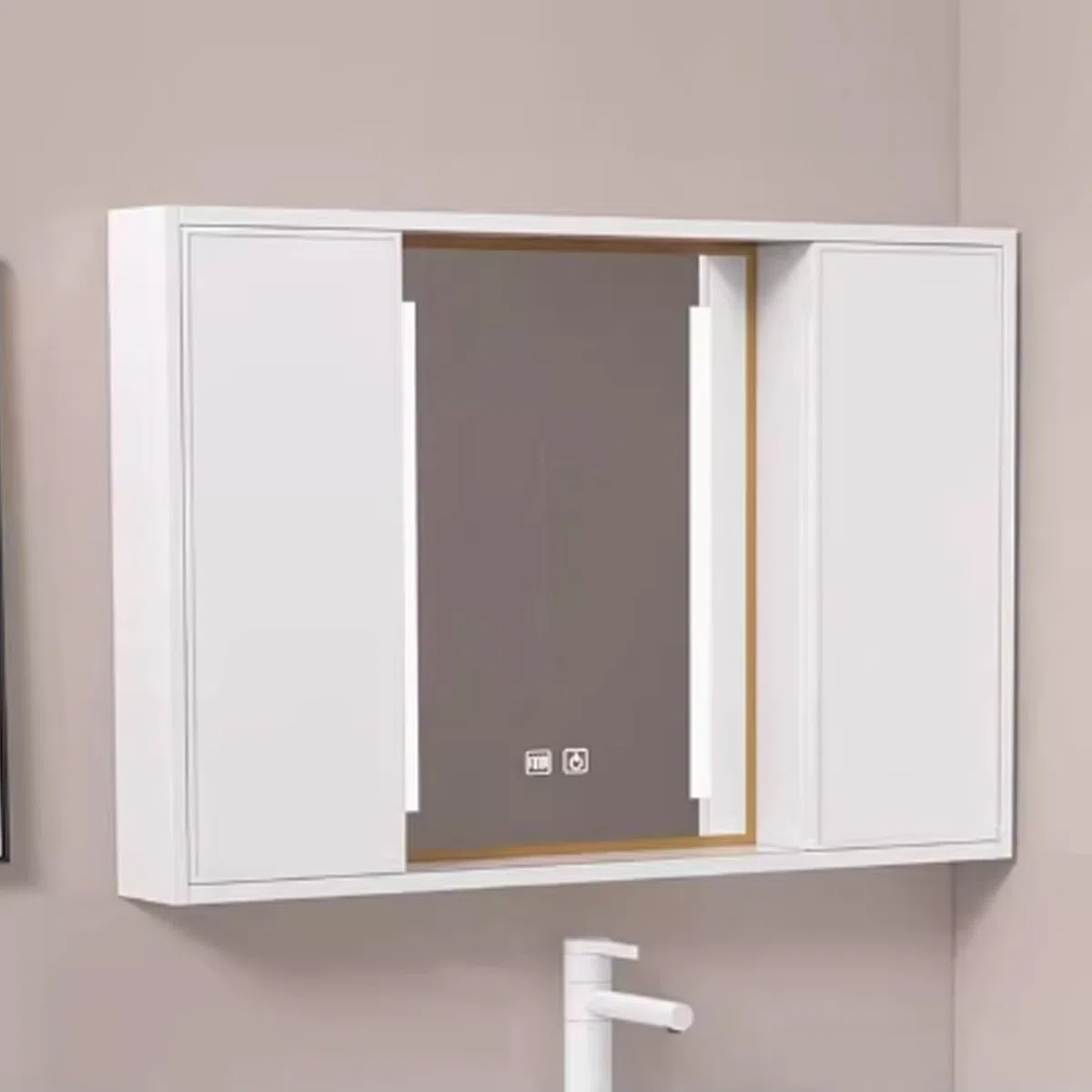 LED Espejo con Almacenaje De Maquillaje,Armario BaÃo Pared Estrecho con Interruptor Táctil,Espejo De Tocador De Baño con Luces Y Almacenamiento,Espejo De Botiquín