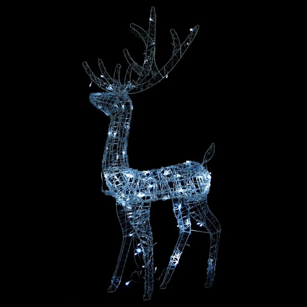 Juego de 3 luces LED de reno acrílico, decoración para Navidad, 120 cm de altura, blanco frío, 8 modos de luz, adecuado para interiores y exteriores