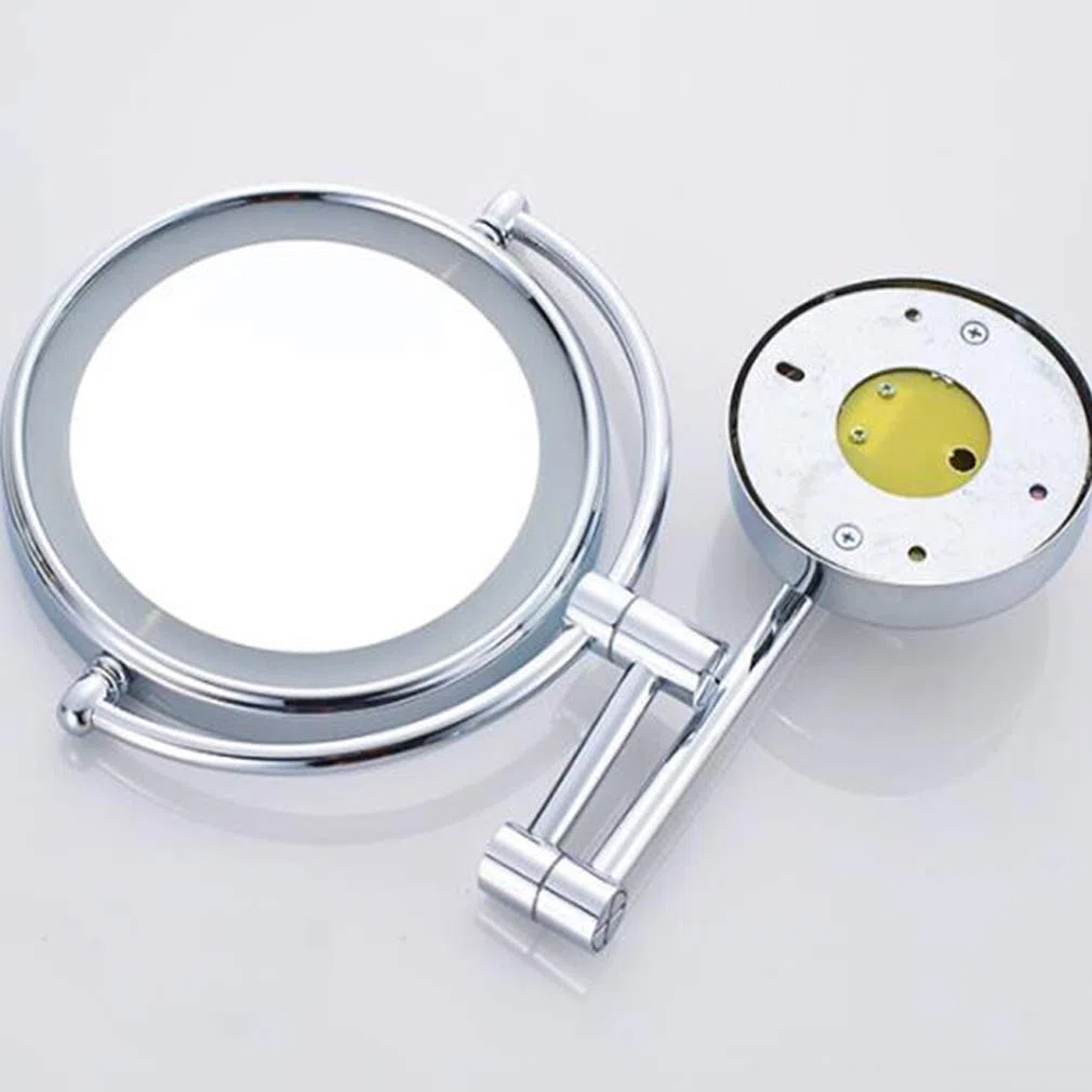 Espejo de tocador de Maquillaje con Luces, Espejo de Belleza montado en la Pared de Dos Caras, Espejo de baño con Aumento 3X, Espejo cosmético Extensible, conexión Cableada, Bronce (Bronce)
