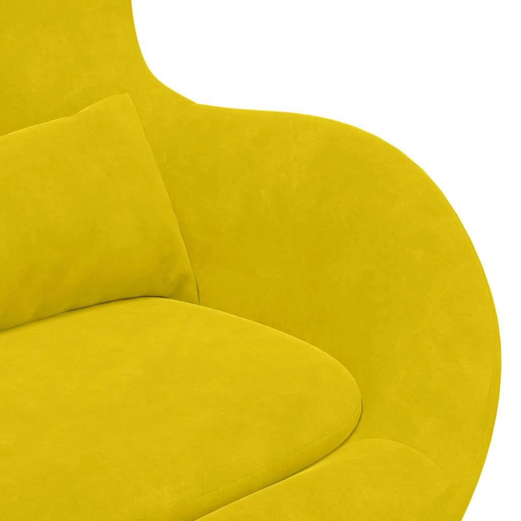 Sillón giratorio moderno terciopelo amarillo 63 x 73 x 90 cm con marco de metal ideal como silla de lectura, salón, dormitorio, sillón acolchado cómodo