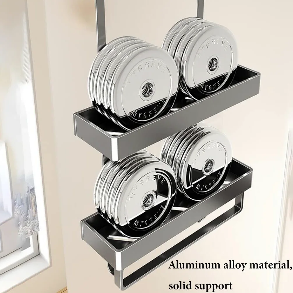 Organizador de ducha para puerta de baño, cesta de aluminio inoxidable con ganchos para un fácil almacenamiento