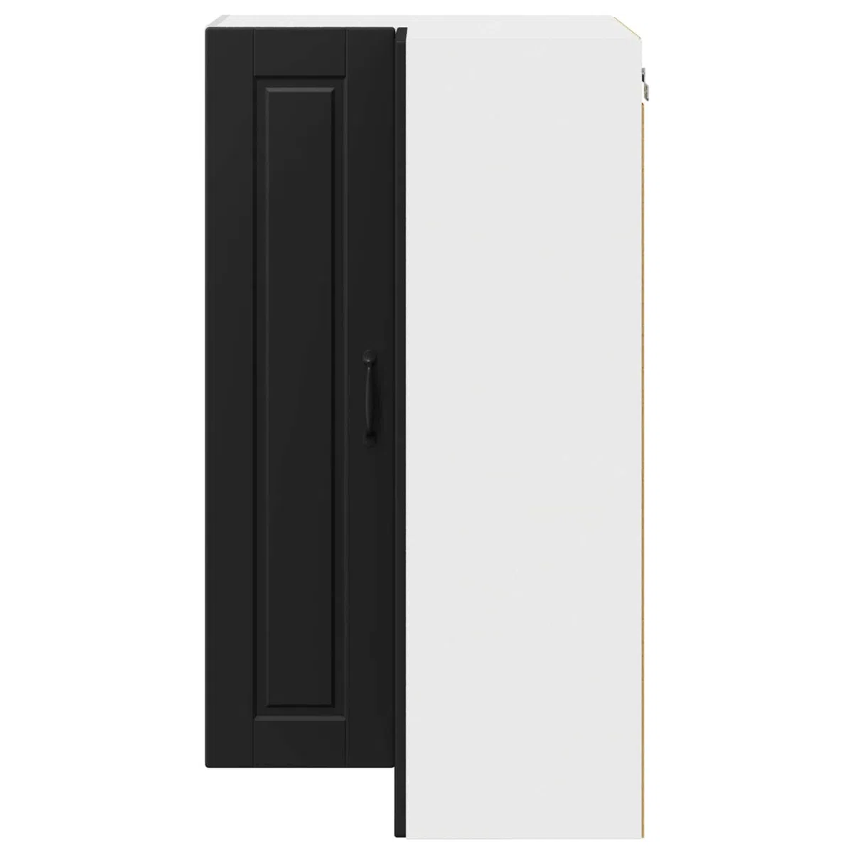 Armario esquinero de pared Porto negro de madera 57 x 57 x 100 cm con 2 puertas y 3 estantes como armario de cocina para almacenamiento y almacenamiento eficiente