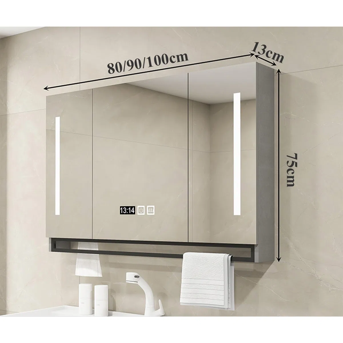 Ararmario BaÃño Pared con Espejo,Armario Baño Pared con Espejo Y Luz,Armario Espejo Baño con Luz,Espejo Baño con Luz Armario De Baño con Espejo Y Luz,Armario Baño con Espejo(Black,80cm)