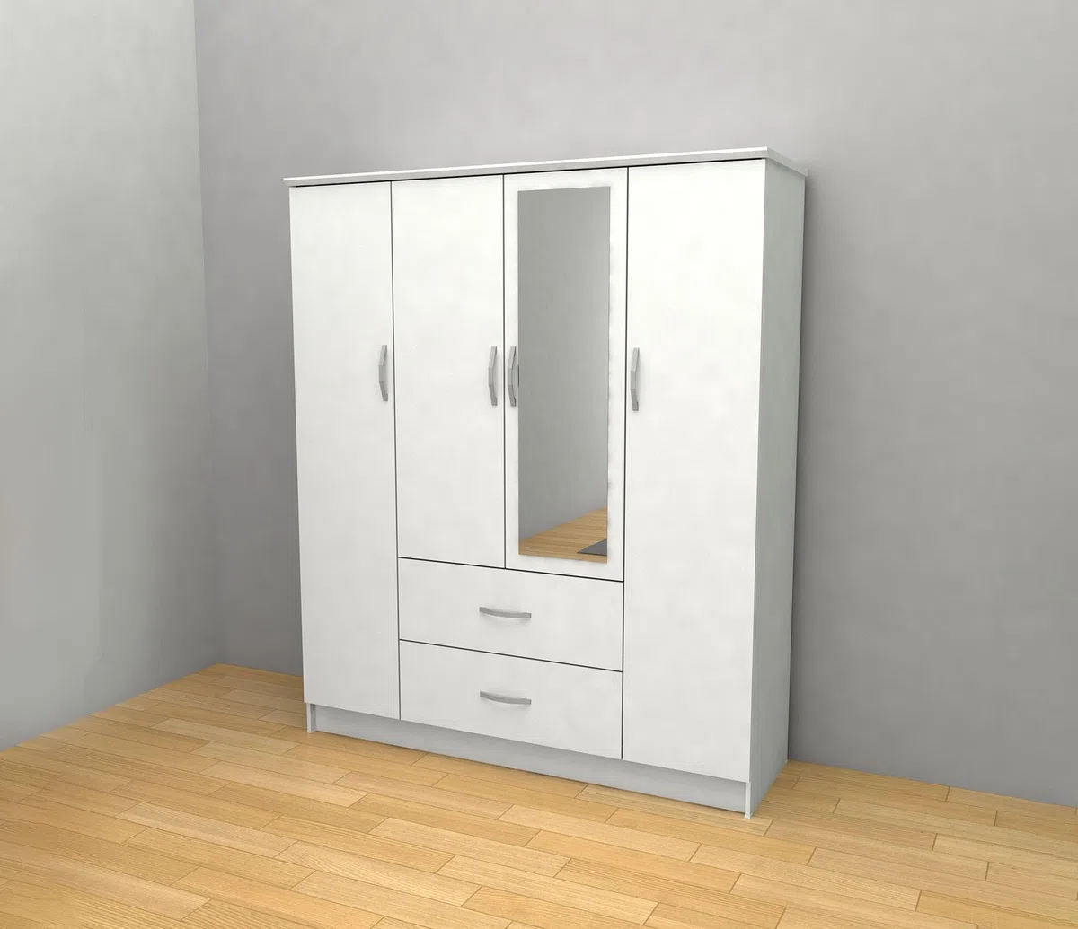 S & S Saldos y Stocks Armario de Dormitorio DN 4 Puertas, con Espejo Blanco 190x160x50 cm