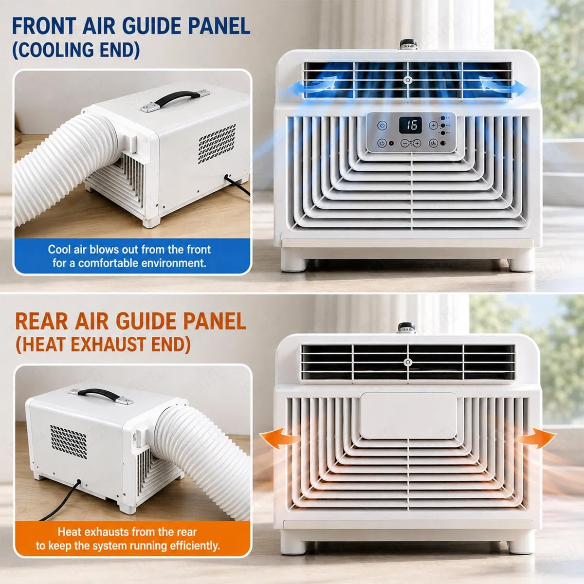 Climatizador Portátil Compacto para Camping (28x46x13 cm) – Aire Acondicionado 3400 BTU Sin Drenaje, Bajo Consumo 300W, con Asa Ergonómica, Mando y Temporizador para Tienda y Furgoneta