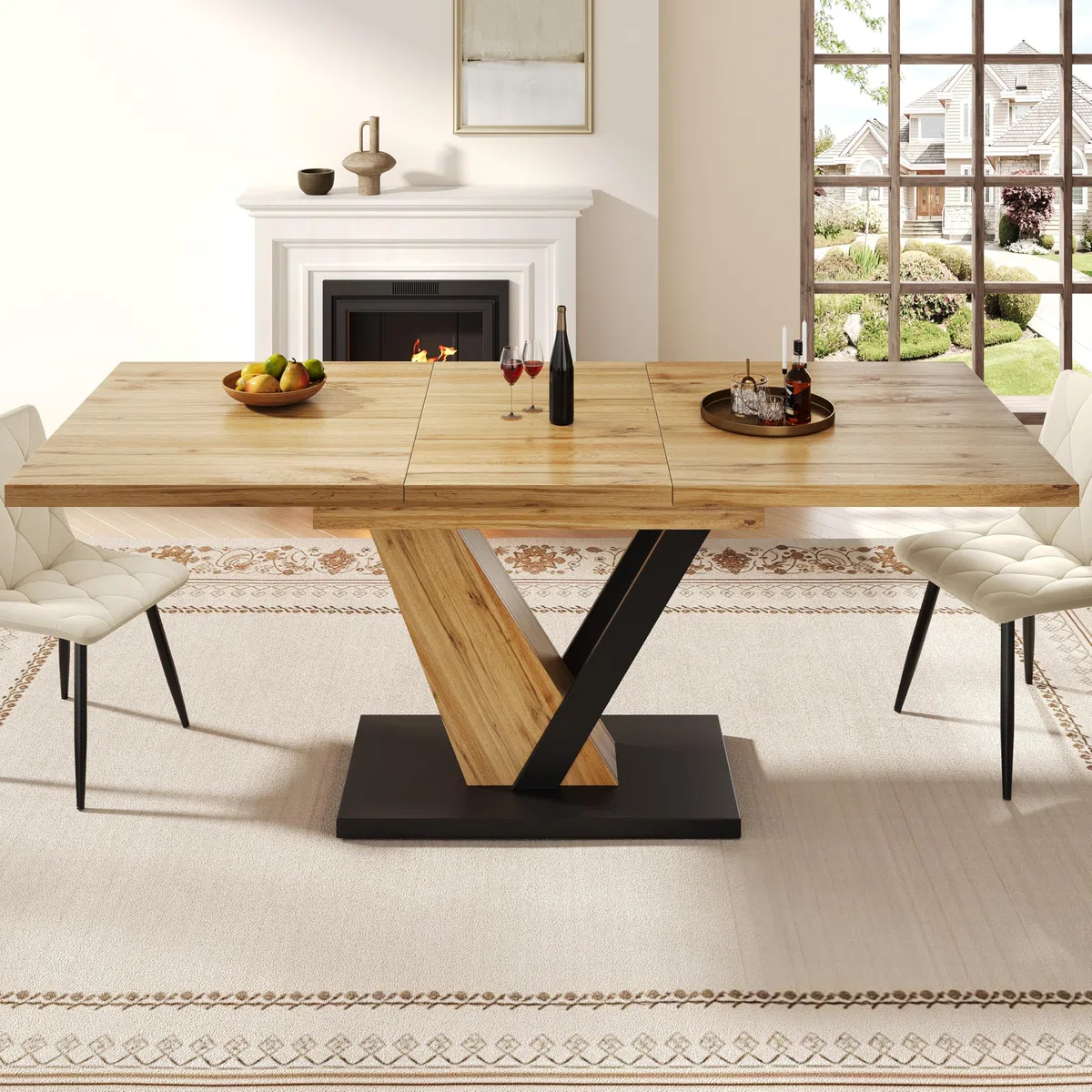 Mesa de Comedor Extensible de 120 (160) x 75 x 75,5 cm, Mesa, Mesa de Cocina, Mesa Extensible, se extiende hasta 160 cm, Adecuada para Cocina y salón