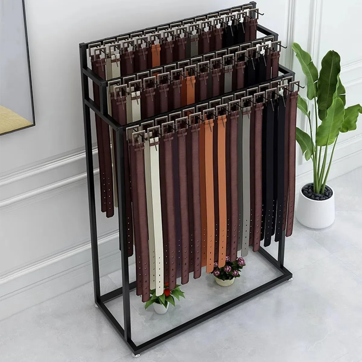 Percha de Metal de pie para cinturón, Expositor para Armario de Hombre, Moderna estantería organizadora para Corbatas, Bufandas, chales y Bolsos con Soporte para Paraguas