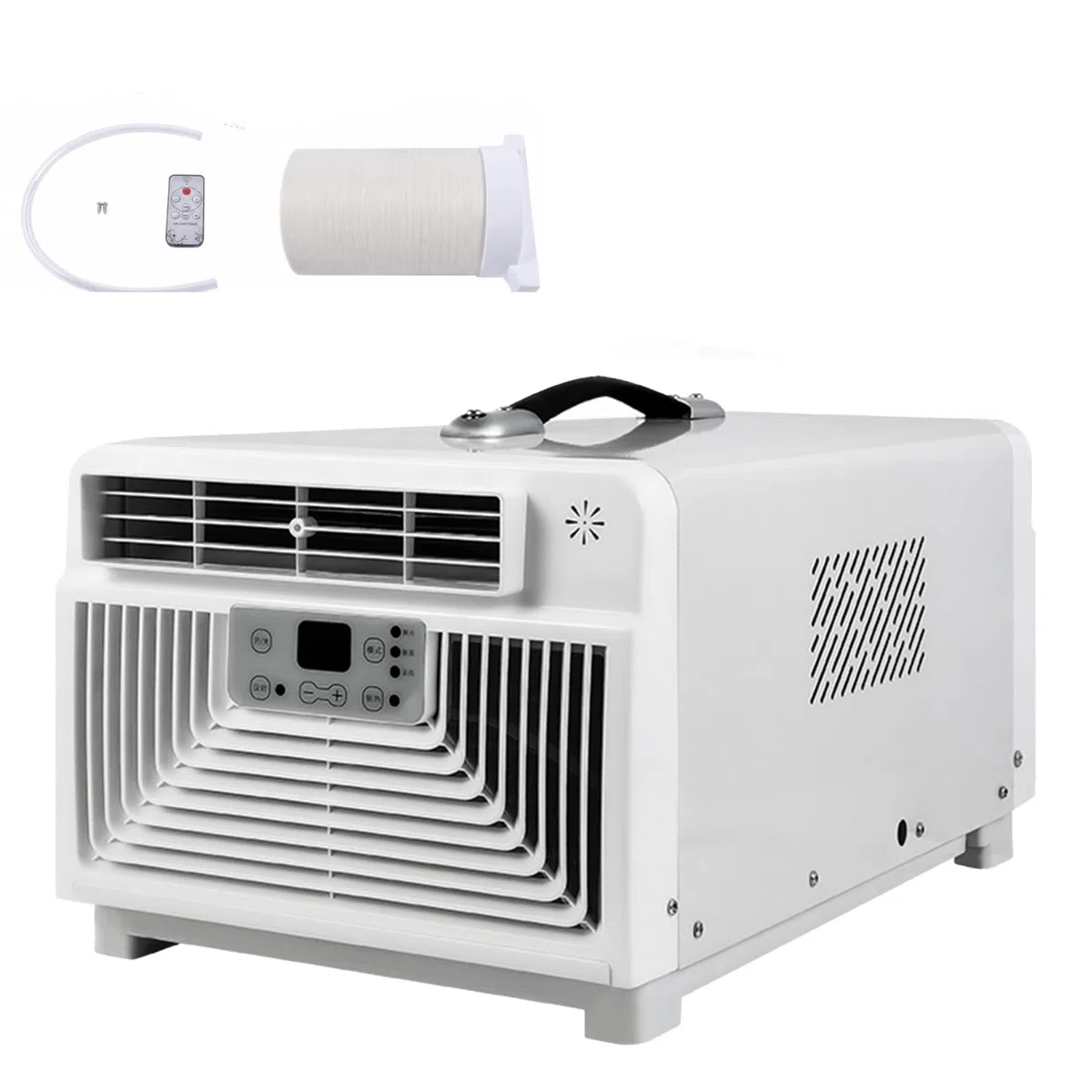 Climatizador Portátil Compacto para Camping (28x46x13 cm) – Aire Acondicionado 3400 BTU Sin Drenaje, Bajo Consumo 300W, con Asa Ergonómica, Mando y Temporizador para Tienda y Furgoneta