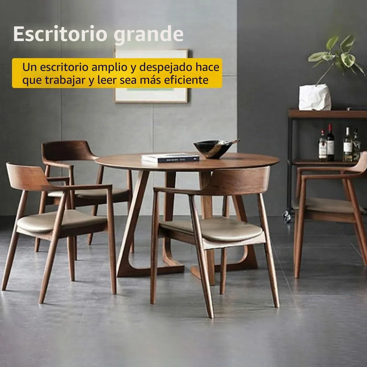 Mesa de comedor redonda de madera maciza para cuatro, mesa de comedor de estilo medieval con base, mesa de centro redonda para espacios pequeños, adecuada para comedor y sala de estar Walnut,90cm