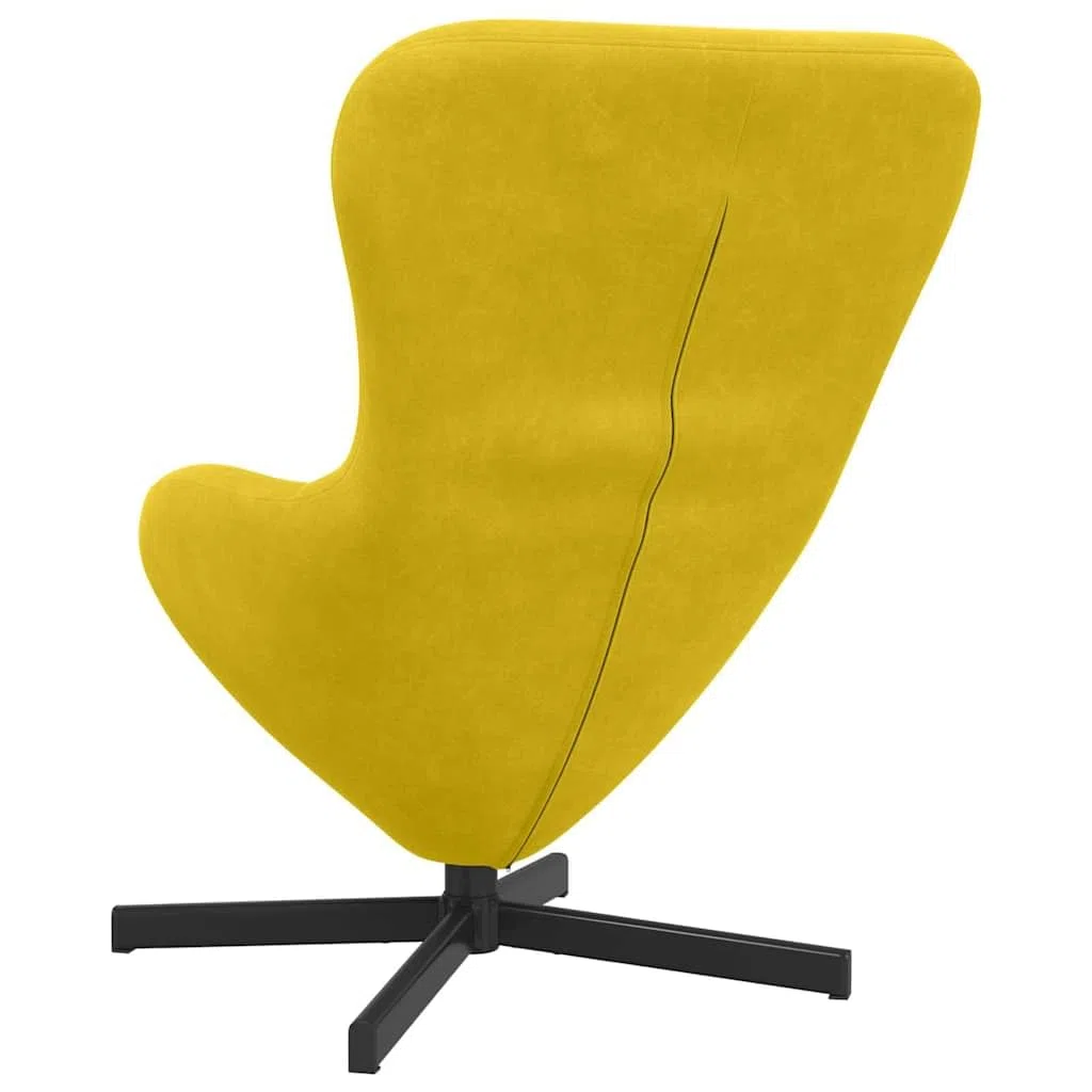 Sillón giratorio moderno terciopelo amarillo 63 x 73 x 90 cm con marco de metal ideal como silla de lectura, salón, dormitorio, sillón acolchado cómodo