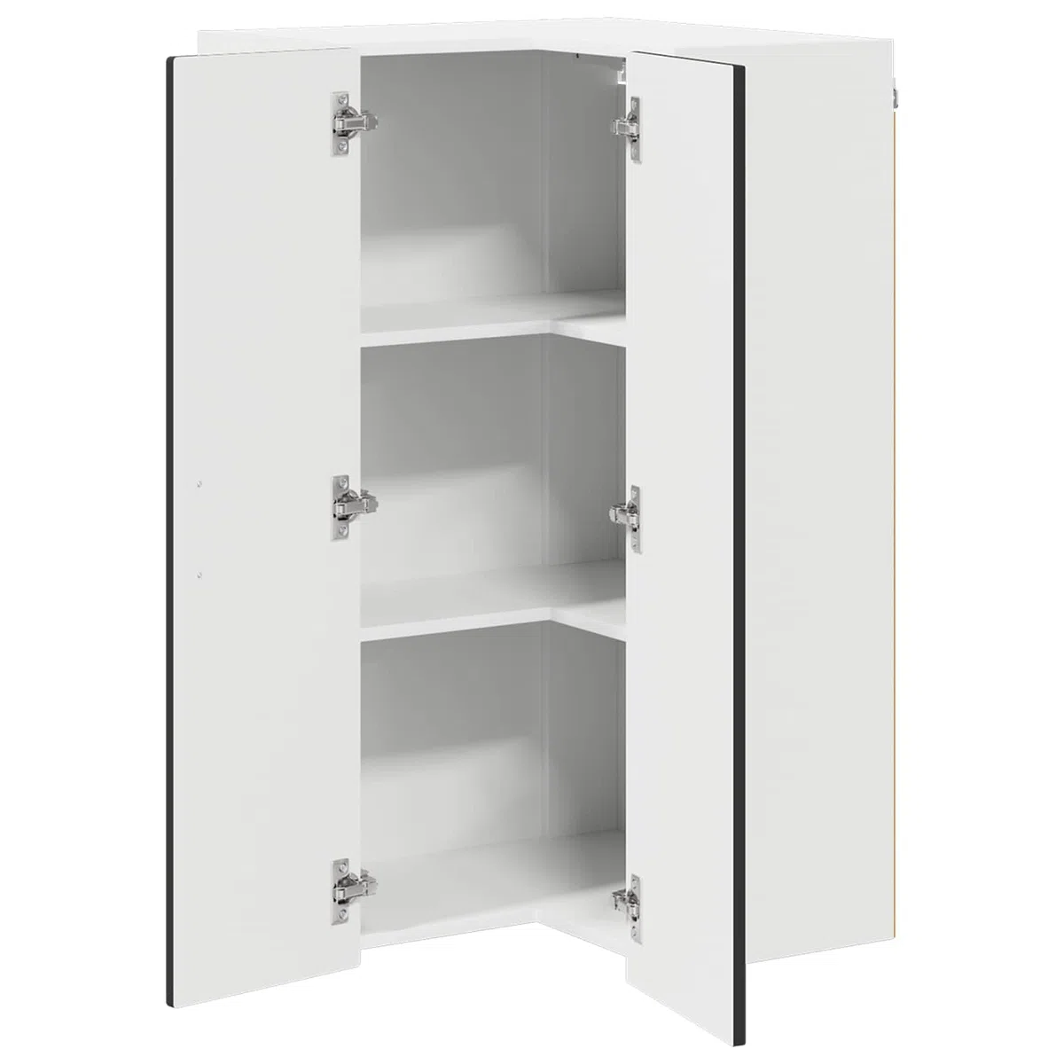 Armario esquinero de pared Porto negro de madera 57 x 57 x 100 cm con 2 puertas y 3 estantes como armario de cocina para almacenamiento y almacenamiento eficiente